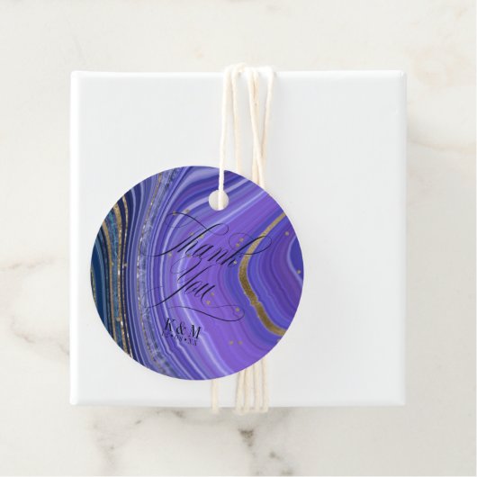 Abstracte Agate Wedding Bedankt Midnight ID827 Bedankjes Labels (In situ)
