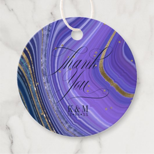 Abstracte Agate Wedding Bedankt Midnight ID827 Bedankjes Labels (Voorkant)