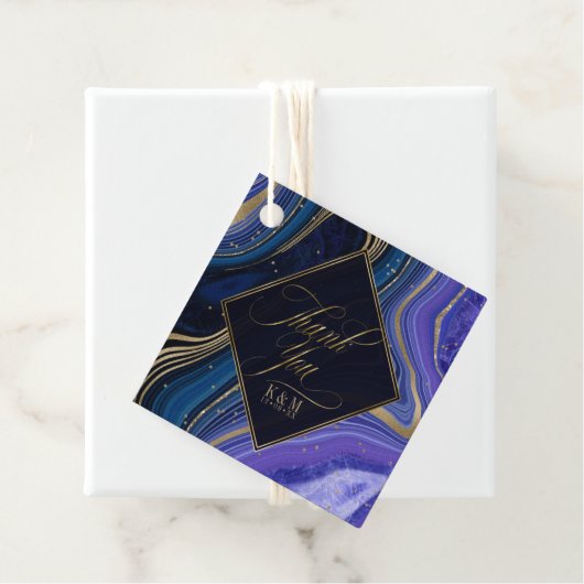 Abstracte Agate Wedding Bedankt Midnight ID827 Bedankjes Labels (In situ)