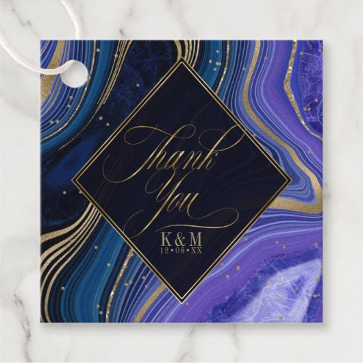 Abstracte Agate Wedding Bedankt Midnight ID827 Bedankjes Labels (Voorkant)