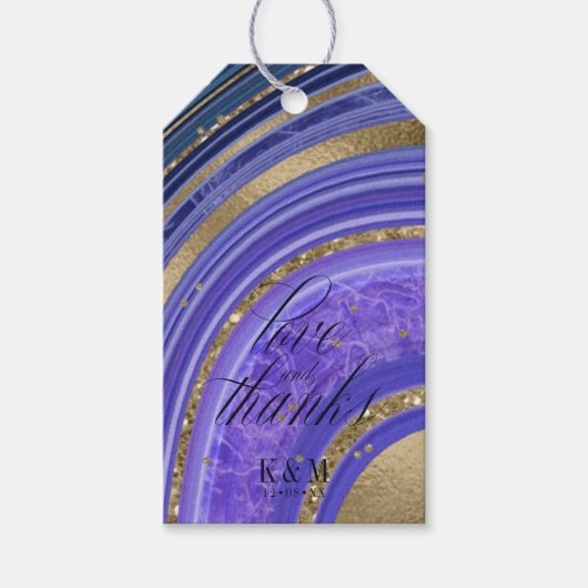 Abstracte Agate Wedding Bedankt Midnight ID827 Cadeaulabel (Voorkant)