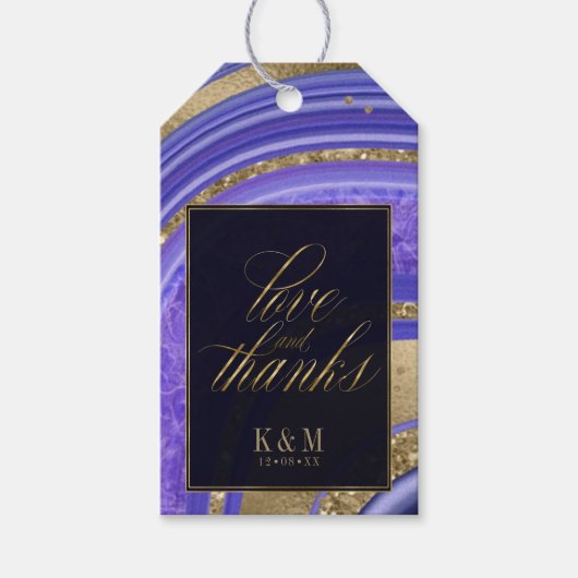 Abstracte Agate Wedding Bedankt Midnight ID827 Cadeaulabel (Voorkant)