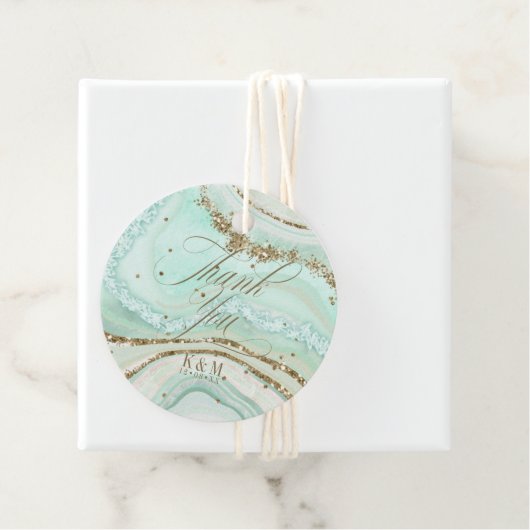 Abstracte Agate Wedding Bedankt Mint ID827 Favor Bedankjes Labels (In situ)