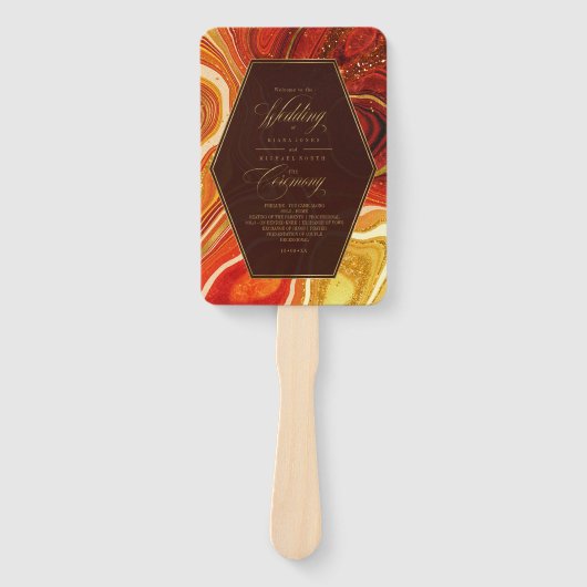 Abstracte Agate Wedding Ceremony Hot Sinaasappel I Handwaaier (Voorkant)