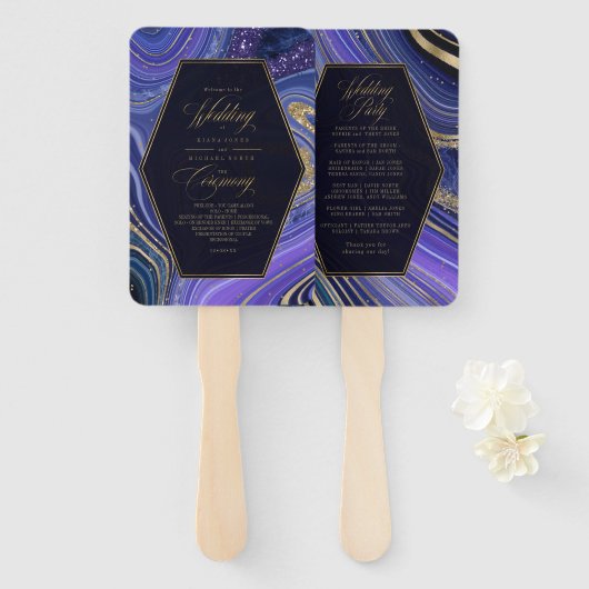 Abstracte Agate Wedding Ceremony Midnight ID827 Handwaaier (Voorkant en achterkant)