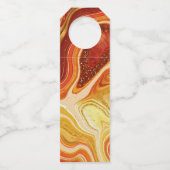 Abstracte Agate Wedding Cheers Hot Sinaasappel ID8 Flessenhanger (Achterkant)