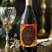 Abstracte Agate Wedding Cheers Hot Sinaasappel ID8 Wijn Etiket