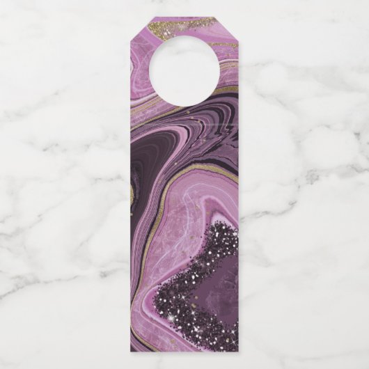 Abstracte Agate Wedding Cheers Mauve ID827 Flessenhanger (Achterkant)