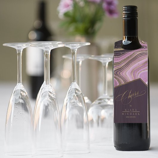 Abstracte Agate Wedding Cheers Mauve ID827 Flessenhanger