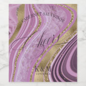 Abstracte Agate Wedding Cheers Mauve ID827 Wijn Etiket (Enkel label)