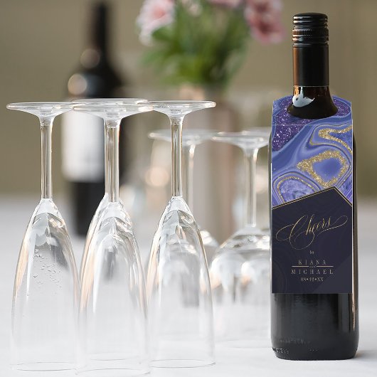 Abstracte Agate Wedding Cheers Midnight ID827 Flessenhanger