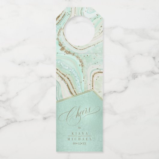 Abstracte Agate Wedding Cheers Mnt ID827 Flessenhanger (Voorkant)