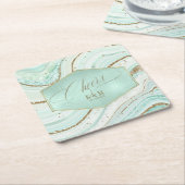 Abstracte Agate Wedding Cheers V1 Mint ID827 Kartonnen Onderzetters (Schuin)