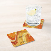 Abstracte Agate Wedding Cheers V2 Hot Sinaasappel  Kartonnen Onderzetters (Insitu)