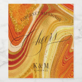 Abstracte Agate Wedding Cheers V2 Hot Sinaasappel Wijn Etiket (Enkel label)