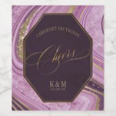 Abstracte Agate Wedding Cheers V2 Mauve ID827 Wijn Etiket (Enkel label)