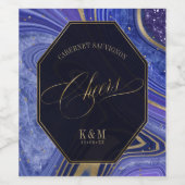 Abstracte Agate Wedding Cheers V2 Midnight ID827 Wijn Etiket (Enkel label)