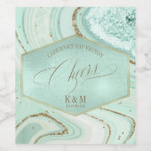 Abstracte Agate Wedding Cheers V2 Mint ID827 Wijn Etiket (Enkel label)