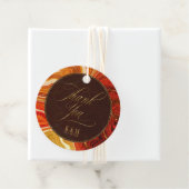 Abstracte Agate Wedding Dank u Hete Oranje ID827 Bedankjes Labels (In situ)