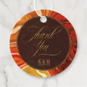 Abstracte Agate Wedding Dank u Hete Oranje ID827 Bedankjes Labels (Voorkant)