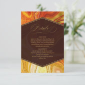 Abstracte Agate Wedding Details Hot Sinaasappel ID Informatiekaartje (Staand voorkant)