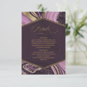 Abstracte Agate Wedding Details Mauve ID827 Informatiekaartje (Staand voorkant)