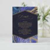 Abstracte Agate Wedding Details Midnight ID827 Informatiekaartje (Staand voorkant)
