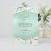 Abstracte Agate Wedding Details Mint ID827 Informatiekaartje (Staand voorkant)