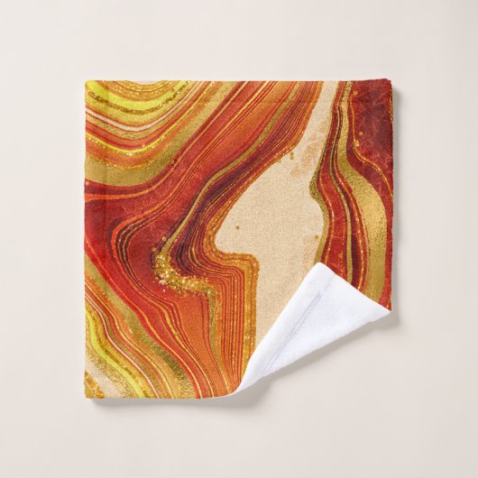 Abstracte Agate Wedding Hot Sinaasappel ID827 Bad Handdoek (Wasdoekje)