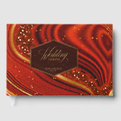 Abstracte Agate Wedding Hot Sinaasappel ID827 Gastenboek (Voorkant)