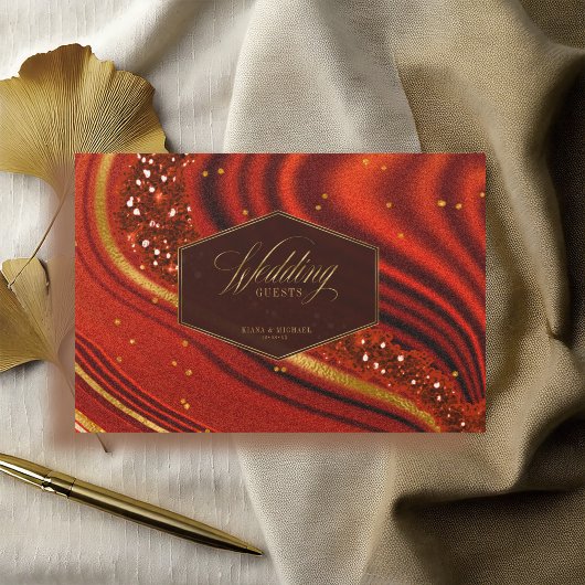 Abstracte Agate Wedding Hot Sinaasappel ID827 Gastenboek