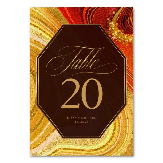 Abstracte Agate Wedding Hot Sinaasappel ID827 Kaart (Voorkant)