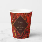 Abstracte Agate Wedding Hot Sinaasappel ID827 Papieren Bekers (Achterkant)