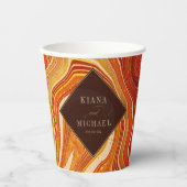 Abstracte Agate Wedding Hot Sinaasappel ID827 Papieren Bekers (Voorkant)
