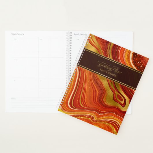 Abstracte Agate Wedding Hot Sinaasappel ID827 Planner (Display)