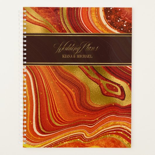 Abstracte Agate Wedding Hot Sinaasappel ID827 Planner (Voorkant)