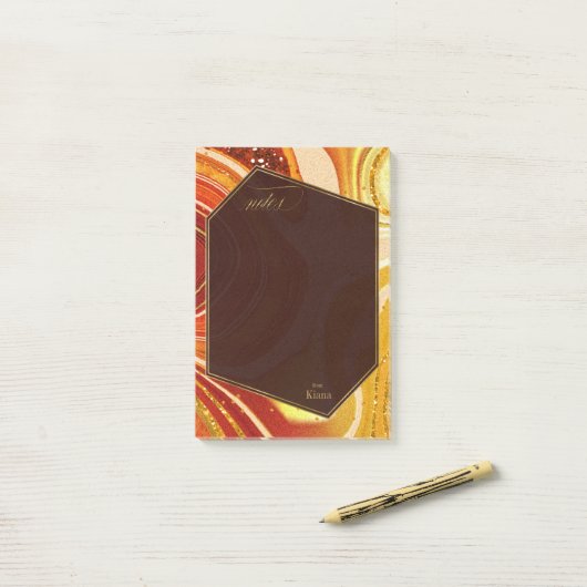 Abstracte Agate Wedding Hot Sinaasappel ID827 Post-it® Notes (Op bureau)