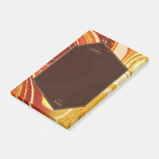 Abstracte Agate Wedding Hot Sinaasappel ID827 Post-it® Notes (Schuin)