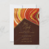 Abstracte Agate Wedding Hot Sinaasappel ID827 RSVP Kaartje (Voorkant)