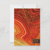 Abstracte Agate Wedding Hot Sinaasappel ID827 RSVP Kaartje (Achterkant)