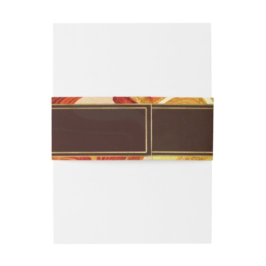 Abstracte Agate Wedding Hot Sinaasappel ID827 Uitn Uitnodigingen Wikkel (Achterkant Voorbeeld)