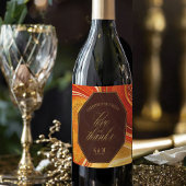 Abstracte Agate Wedding Hot Sinaasappel ID827 Wijn Etiket