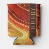 Abstracte Agate Wedding Hubby Hot Oranje ID827 Blikjeskoeler (Voorkant)