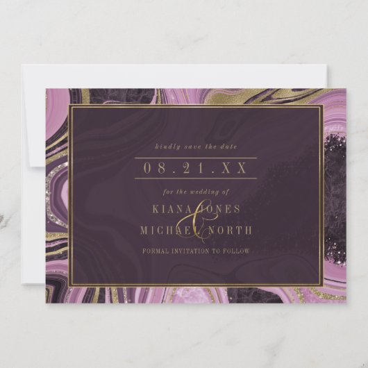 Abstracte Agate Wedding Maive ID827 Save The Date (Achterkant)