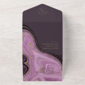 Abstracte Agate Wedding Mauve ID827 All In One Uitnodiging (Buitenkant)