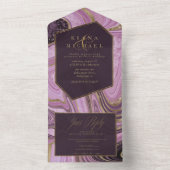 Abstracte Agate Wedding Mauve ID827 All In One Uitnodiging (Binnen)