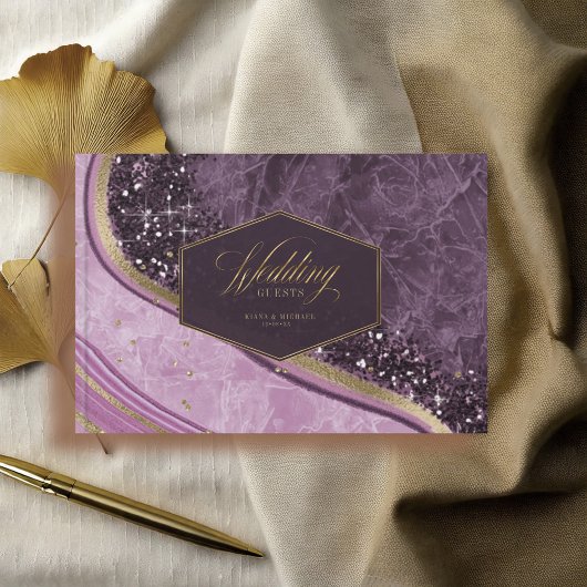 Abstracte Agate Wedding Mauve ID827 Gastenboek