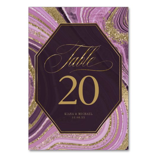 Abstracte Agate Wedding Mauve ID827 Kaart (Voorkant)