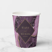 Abstracte Agate Wedding Mauve ID827 Papieren Bekers (Achterkant)