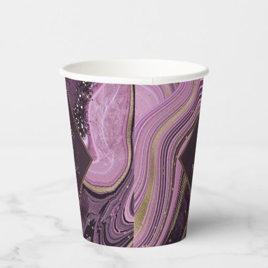 Abstracte Agate Wedding Mauve ID827 Papieren Bekers (Rechts)